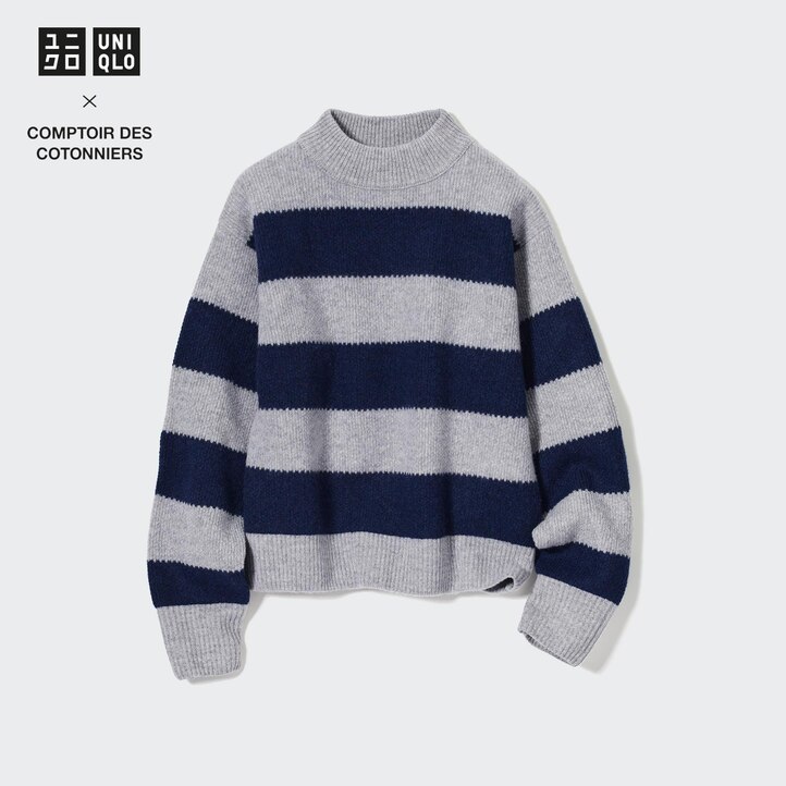 UNIQLO Lambswool Striped Jumper Gray | 70FSLDYQH