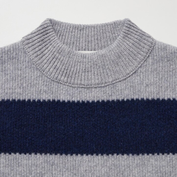 UNIQLO Lambswool Striped Jumper Gray | 70FSLDYQH