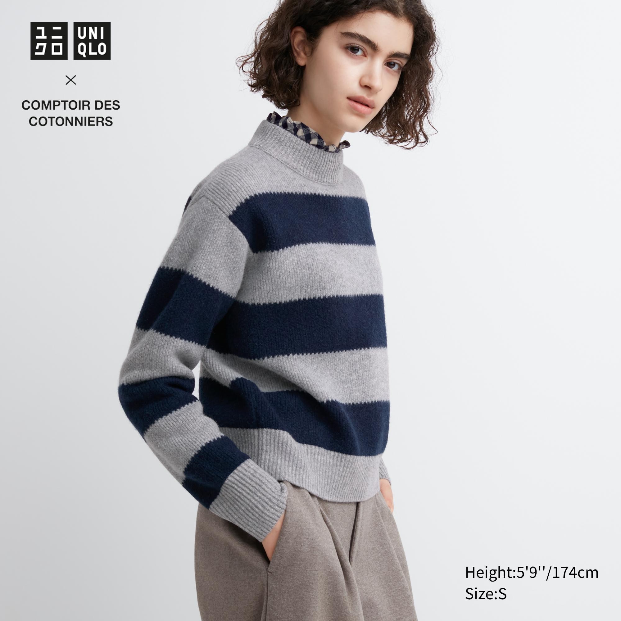 UNIQLO Lambswool Striped Jumper Gray | 70FSLDYQH