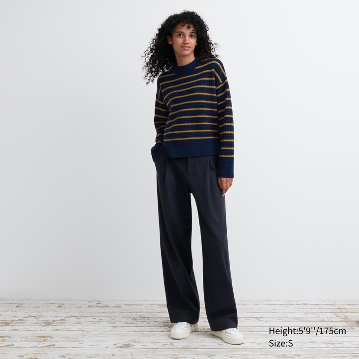 UNIQLO Lambswool Striped Jumper Marineblå | 04EJLIDNF