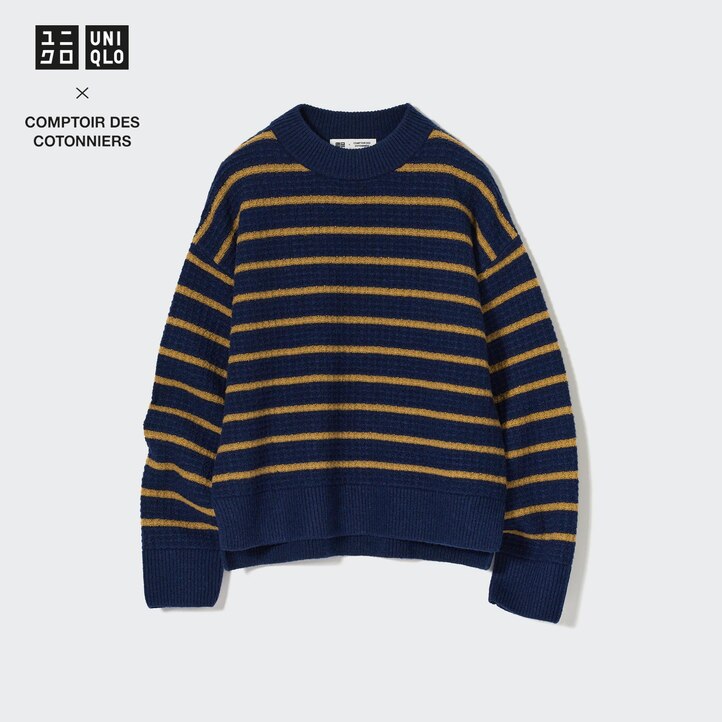 UNIQLO Lambswool Striped Jumper Marineblå | 04EJLIDNF