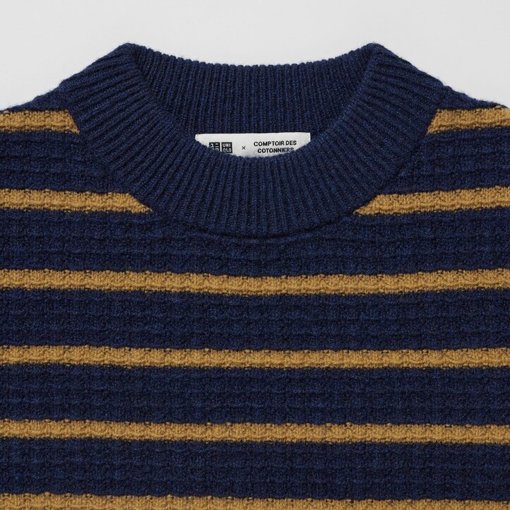 UNIQLO Lambswool Striped Jumper Marineblå | 04EJLIDNF