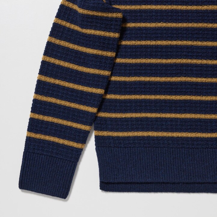 UNIQLO Lambswool Striped Jumper Marineblå | 04EJLIDNF