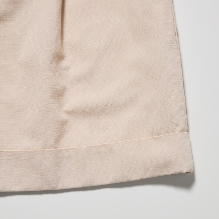 UNIQLO Linen Blend High Waisted Shorts Hvite | 43NIWXOJQ