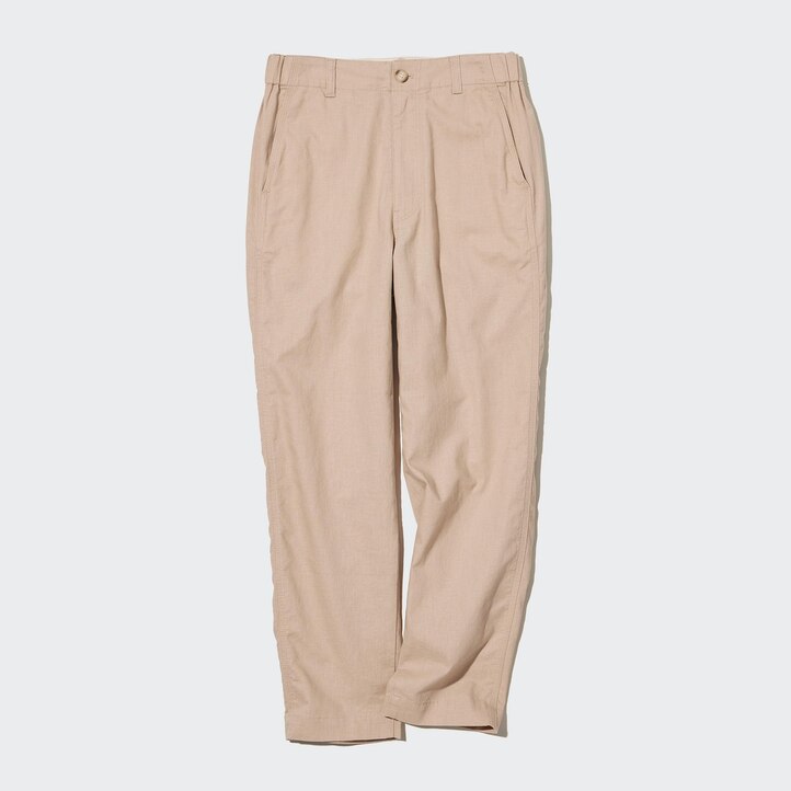 UNIQLO Linen Cotton Tapered Trousers Brune | 47PMUBRJD