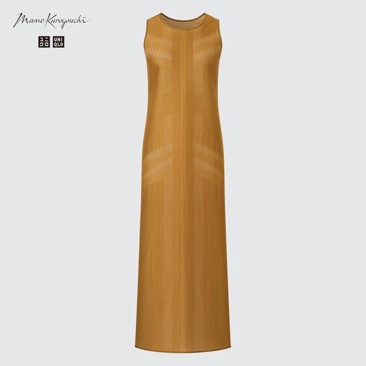 UNIQLO Mesh Sleeveless Maxi Dress Brune | 03EOQGWFB