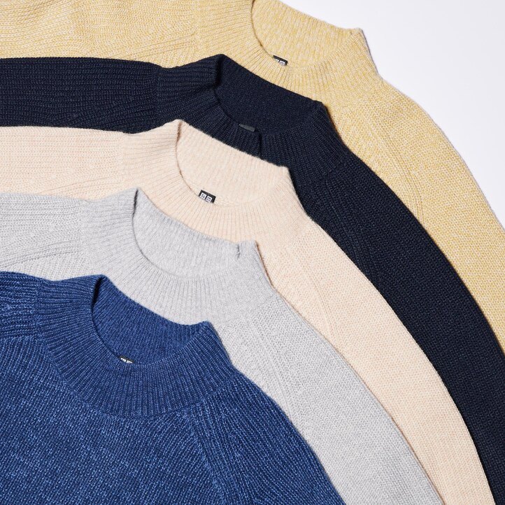 UNIQLO Middle Gauge Knit Mock Neck Jumper Blå | 01UAOZCTF