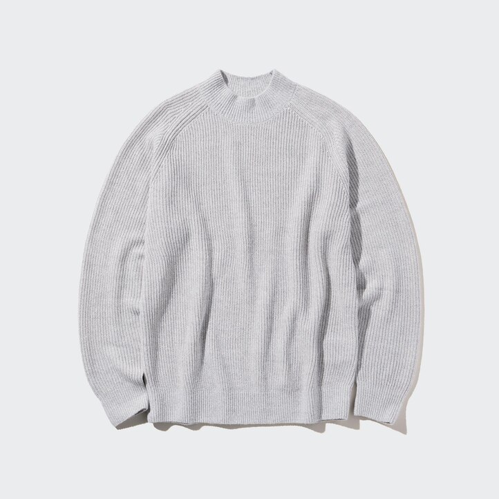 UNIQLO Middle Gauge Knit Mock Neck Jumper Blå | 01UAOZCTF