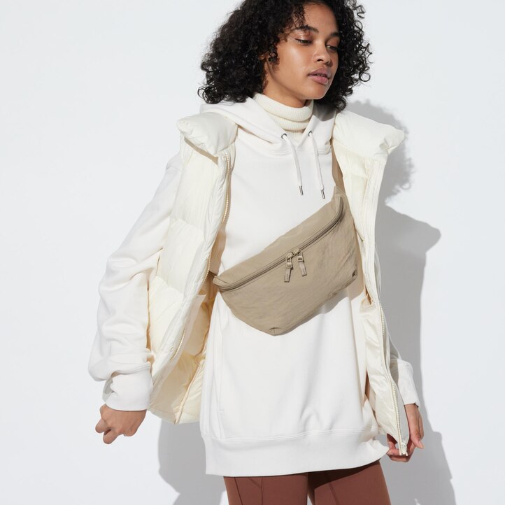 UNIQLO Nylon Crossbody Bag Beige | 36HVGPUKC