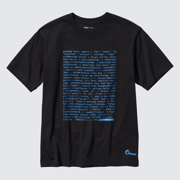 UNIQLO Peace For All Graphic T-Shirt Akamai Technologies Svarte | 01UALMQSG