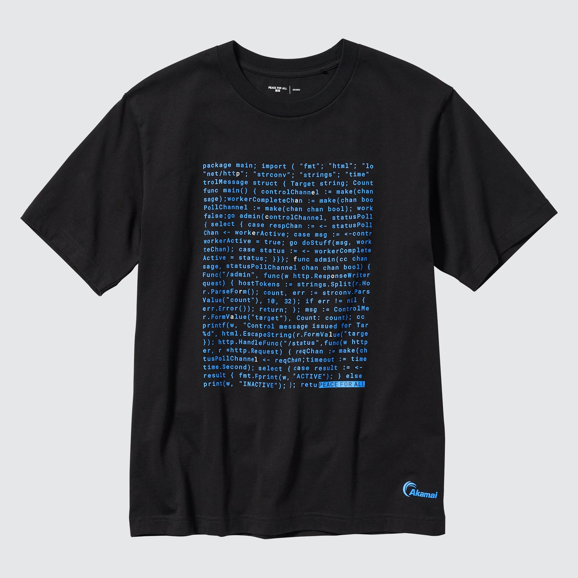 UNIQLO Peace For All Graphic T-Shirt Akamai Technologies Svarte | 01UALMQSG