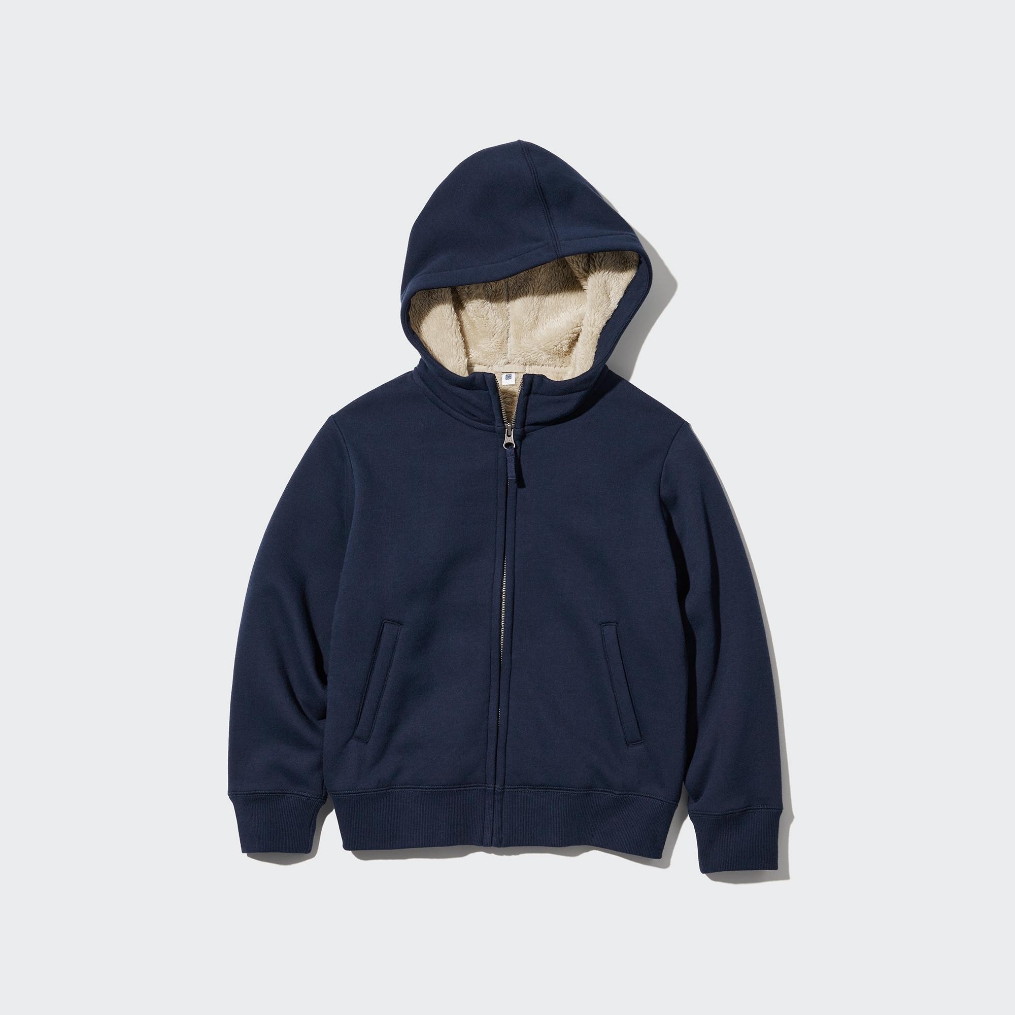 UNIQLO Pile Lined Sweat Zipped Hoodie Marineblå | 63QYHISCB