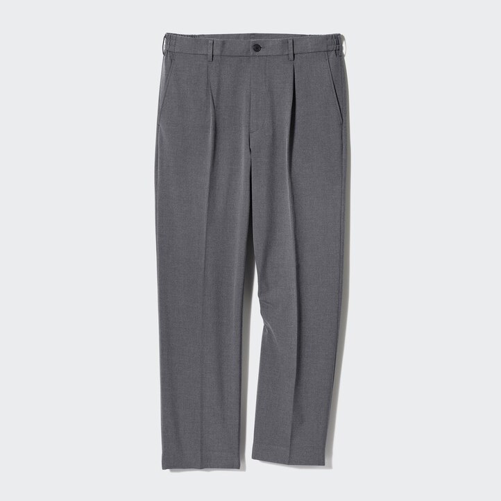 UNIQLO Pleated Wide Leg Trousers Gray | 09ILTACQJ