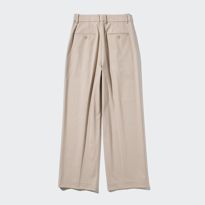 UNIQLO Pleated Wide Leg Trousers Hvite | 05EPSOLBN