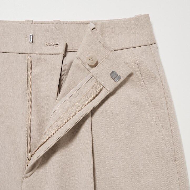 UNIQLO Pleated Wide Leg Trousers Hvite | 05EPSOLBN