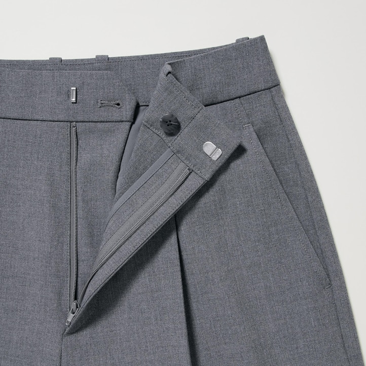 UNIQLO Pleated Wide Leg Trousers Long Gray | 37WYHUESQ