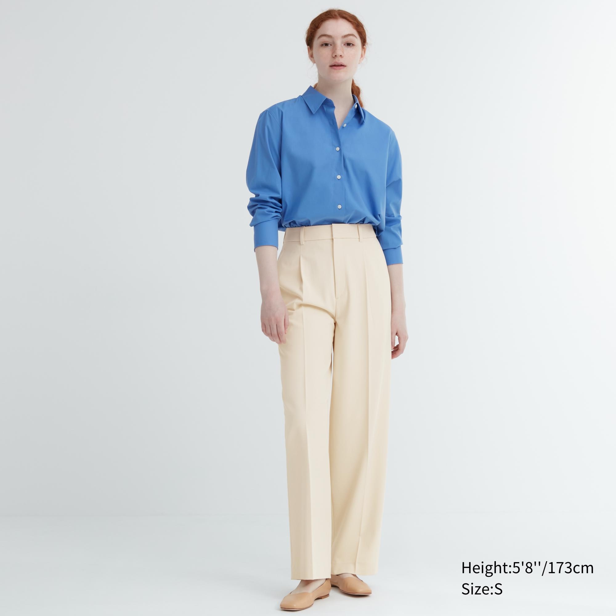 UNIQLO Pleated Wide Leg Trousers Long Natural | 58VMETXGL