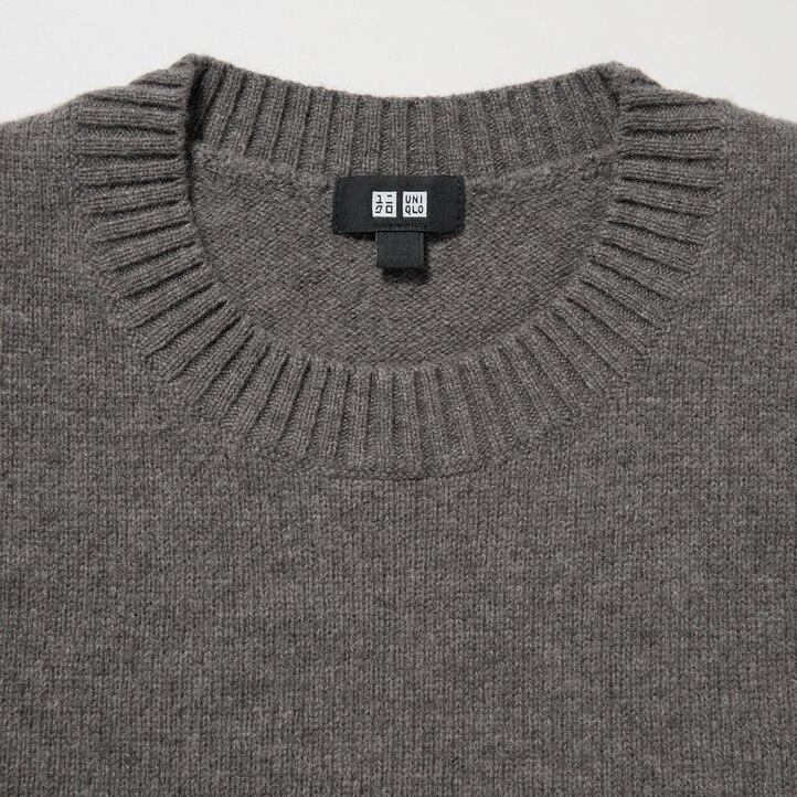 UNIQLO Premium Lambswool Argyle Crew Neck Jumper Marineblå | 32JPICOEF