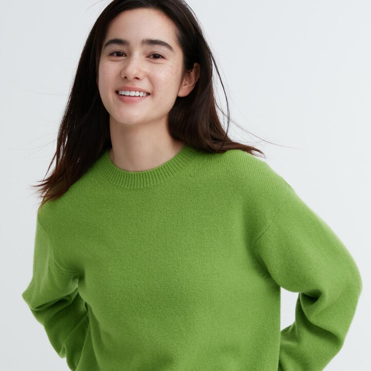 UNIQLO Premium Lambswool Crew Neck Jumper Grønn | 06HPYJLOT