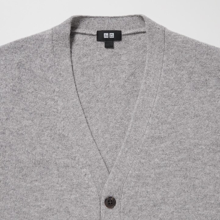 UNIQLO Premium Lambswool V Neck Cardigan Gray | 04LYJBTPA