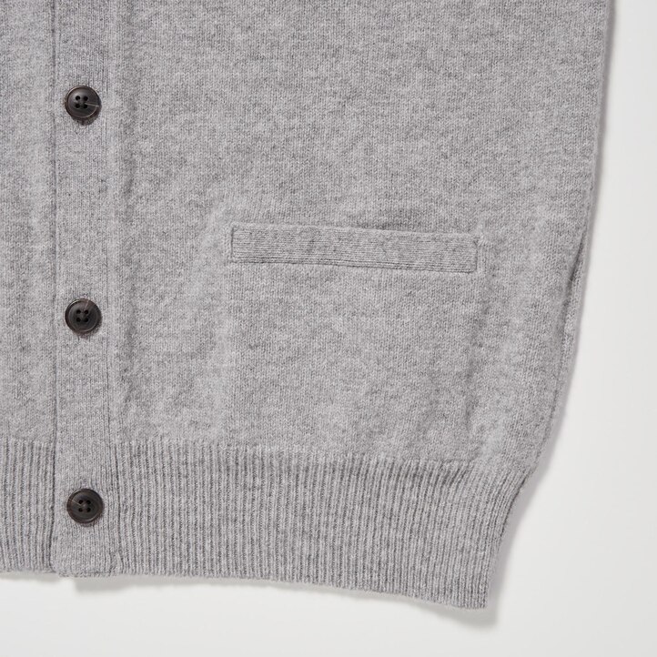 UNIQLO Premium Lambswool V Neck Cardigan Gray | 04LYJBTPA