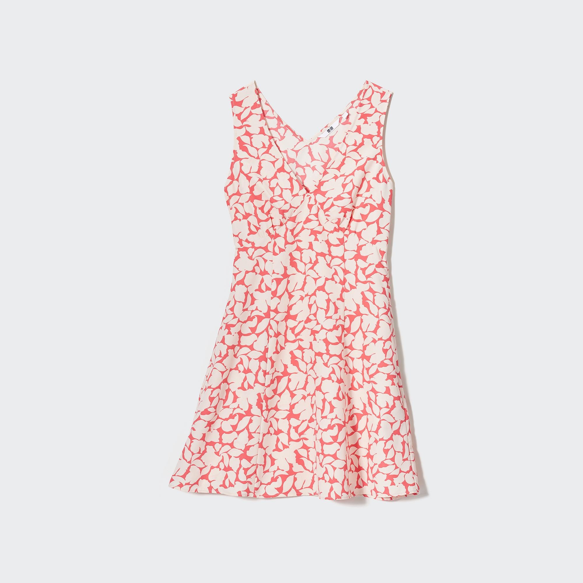 UNIQLO Printed V Neck Sleeveless Mini Dress Rød | 89YCTDOLB