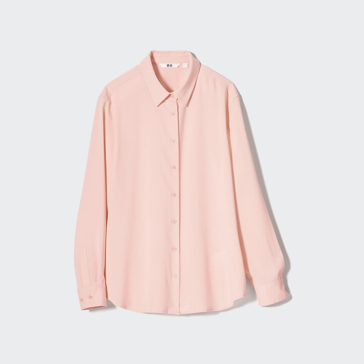 UNIQLO Rayon Long Sleeved Blouse 2021 Season Hvite | 15PWLEAFB