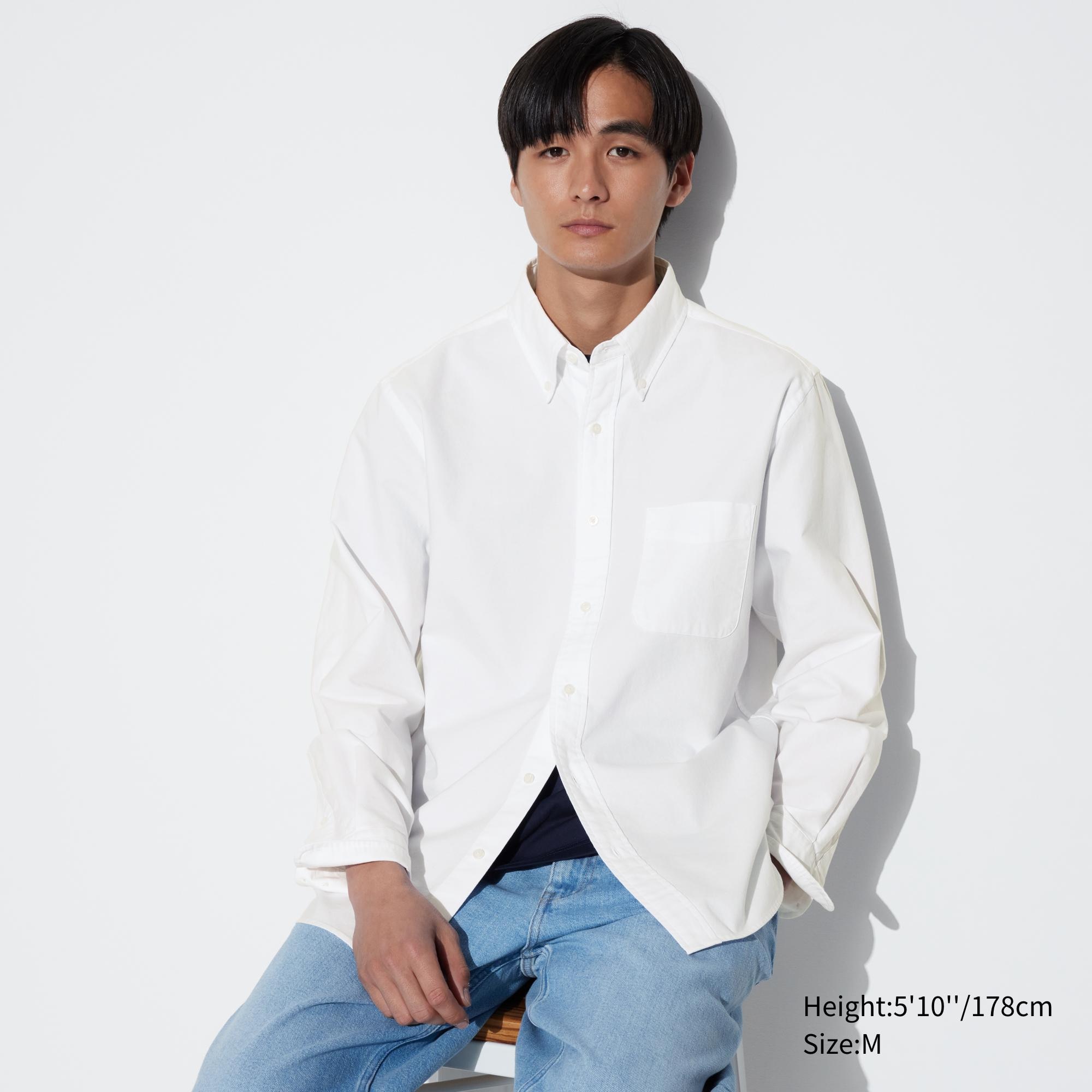 UNIQLO Regular Fit Oxford Shirt Regular Collar Hvite | 93UHQZGAT