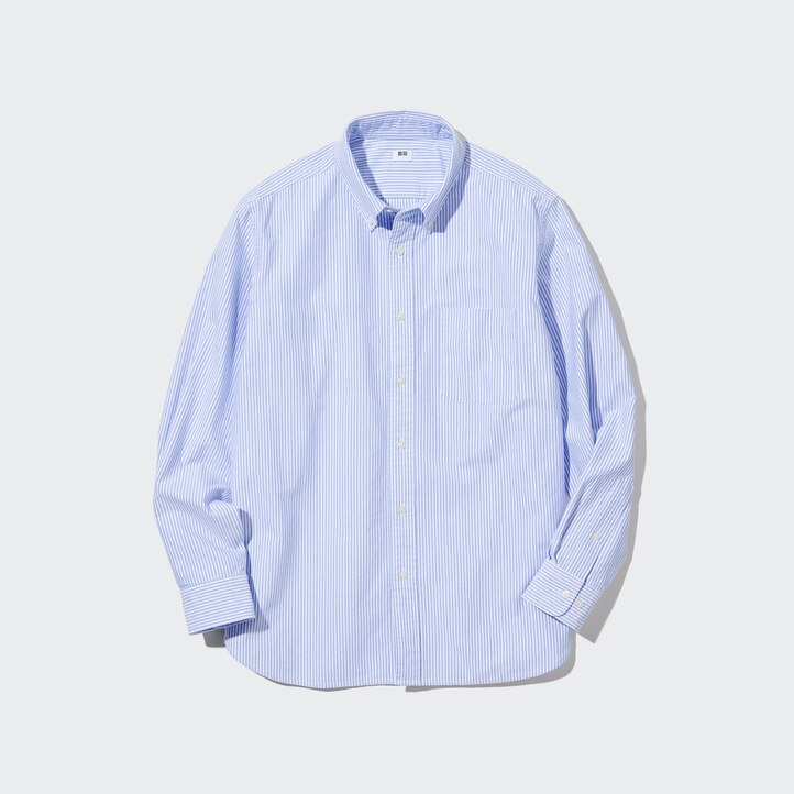 UNIQLO Regular Fit Striped Oxford Shirt Gray | 92JLQUMFA