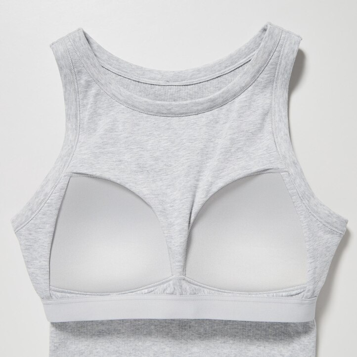 UNIQLO Ribbed Cropped Sleeveless Bra Top Hvite | 83WALXHSB