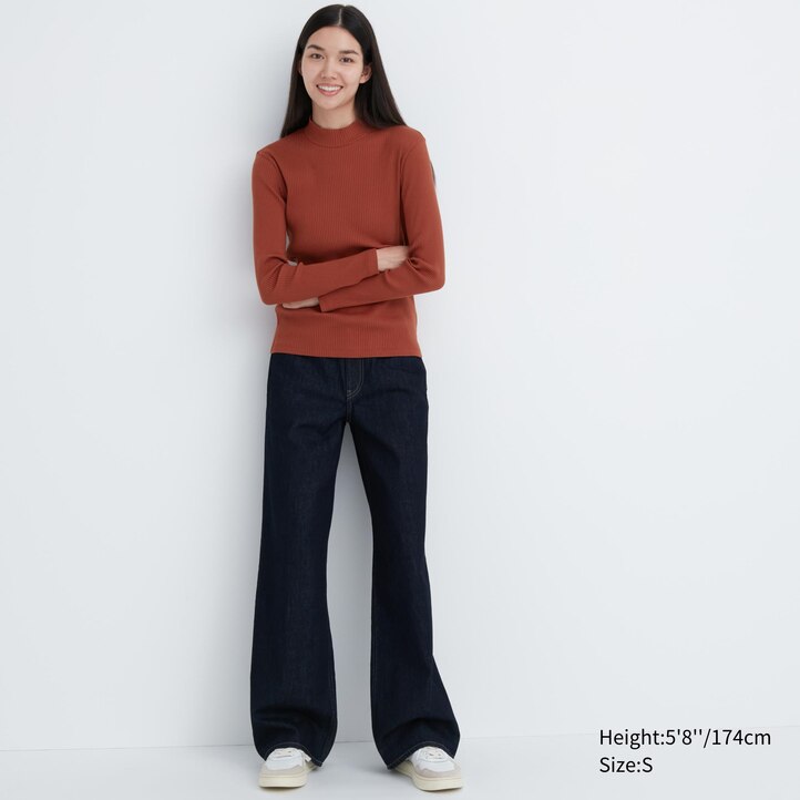 UNIQLO Ribbed High Neck Long Sleeved T-Shirt Mørke Oransje | 85PUJWBHO