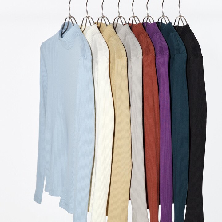 UNIQLO Ribbed High Neck Long Sleeved T-Shirt Mørke Oransje | 85PUJWBHO