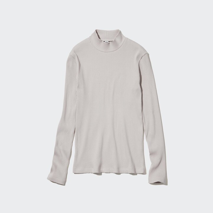 UNIQLO Ribbed High Neck Long Sleeved T-Shirt Mørke Oransje | 85PUJWBHO