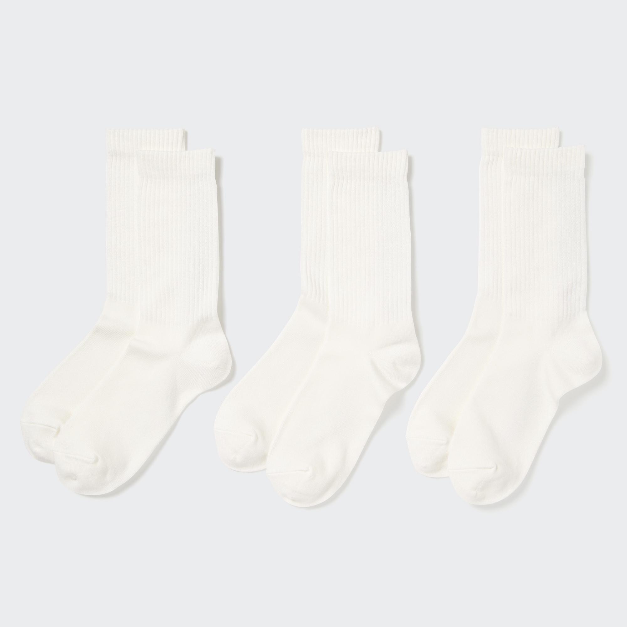 UNIQLO Ribbed Socks Three Pairs Hvite | 29ZXIKYNR