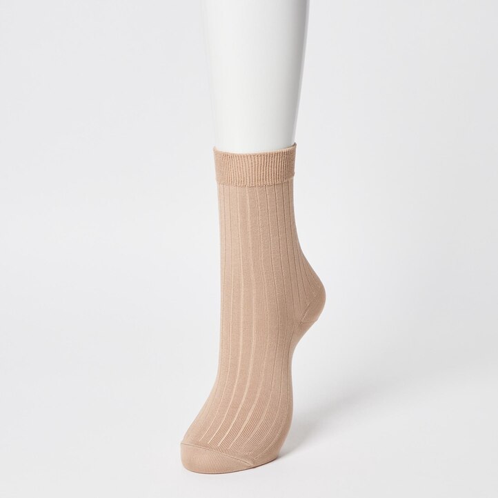 UNIQLO Ribbed Socks Three Pairs Hvite | 37CFSMGWO