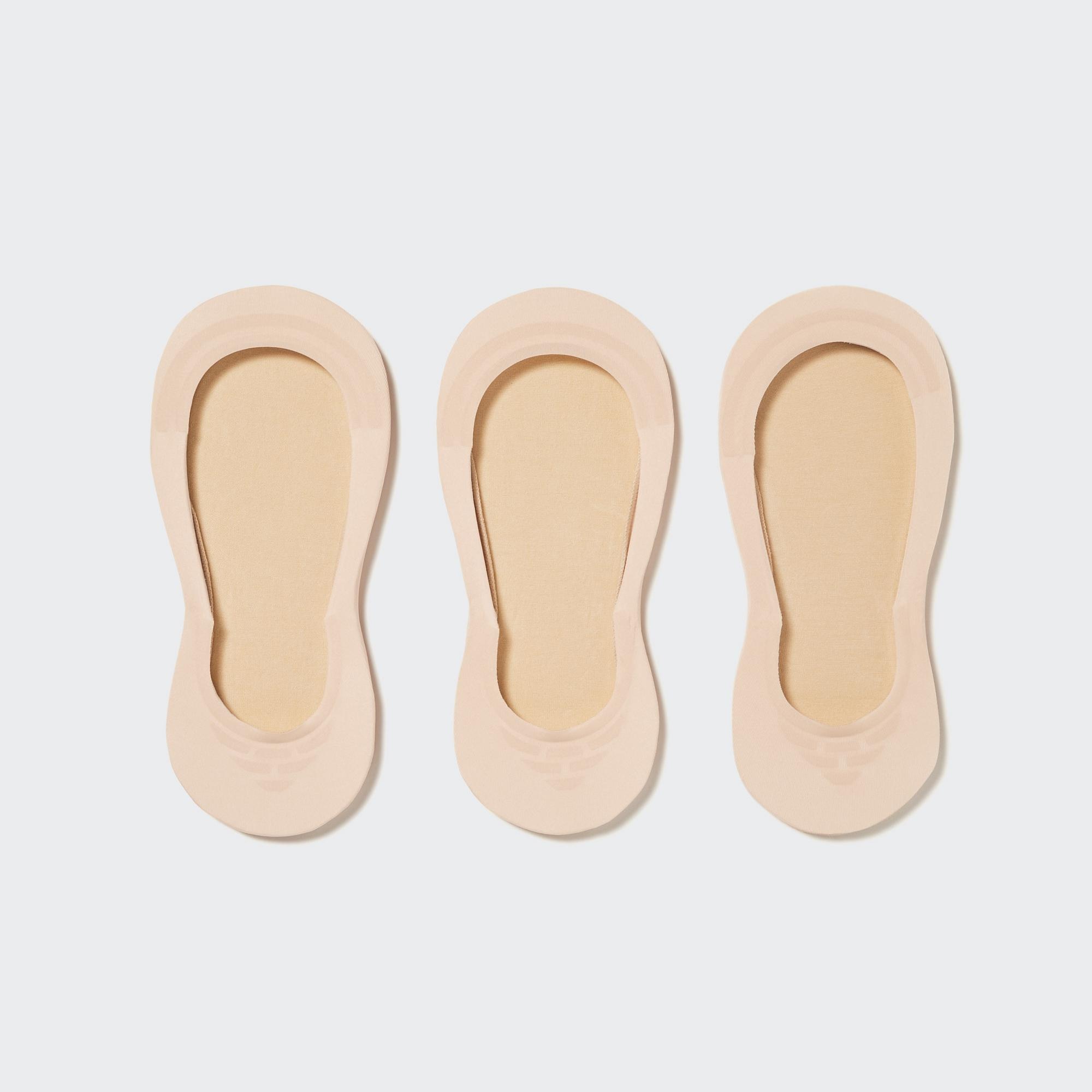 UNIQLO Sheer Invisible No Show Socks Three Pairs Beige | 59ORZGETA