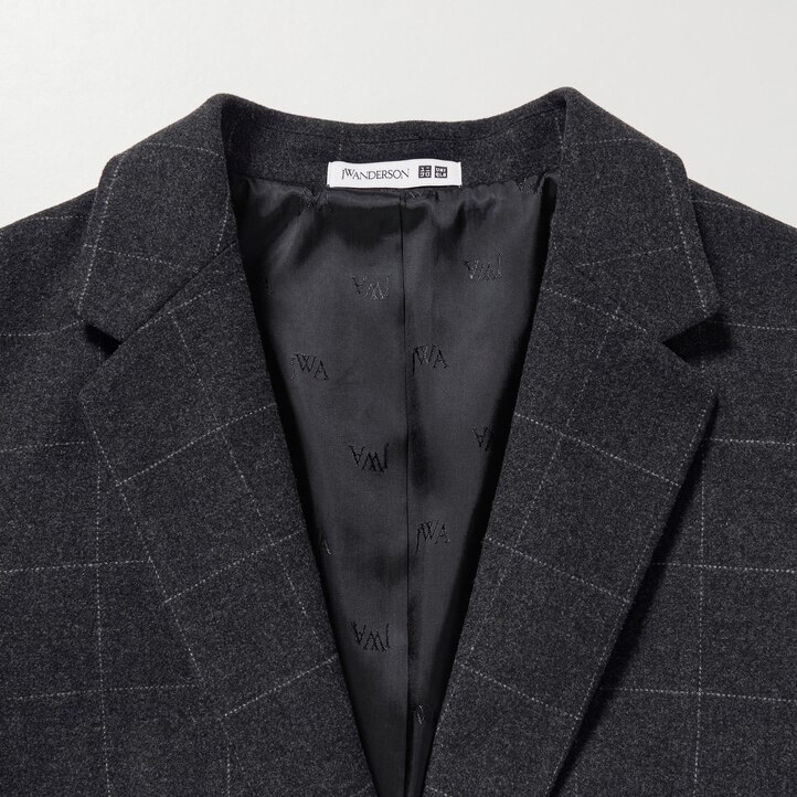 UNIQLO Single Breasted Checked Jacket Mørke | 62LRZBODQ