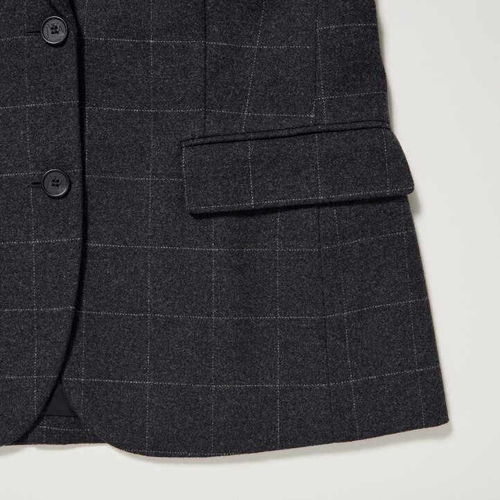 UNIQLO Single Breasted Checked Jacket Mørke | 62LRZBODQ