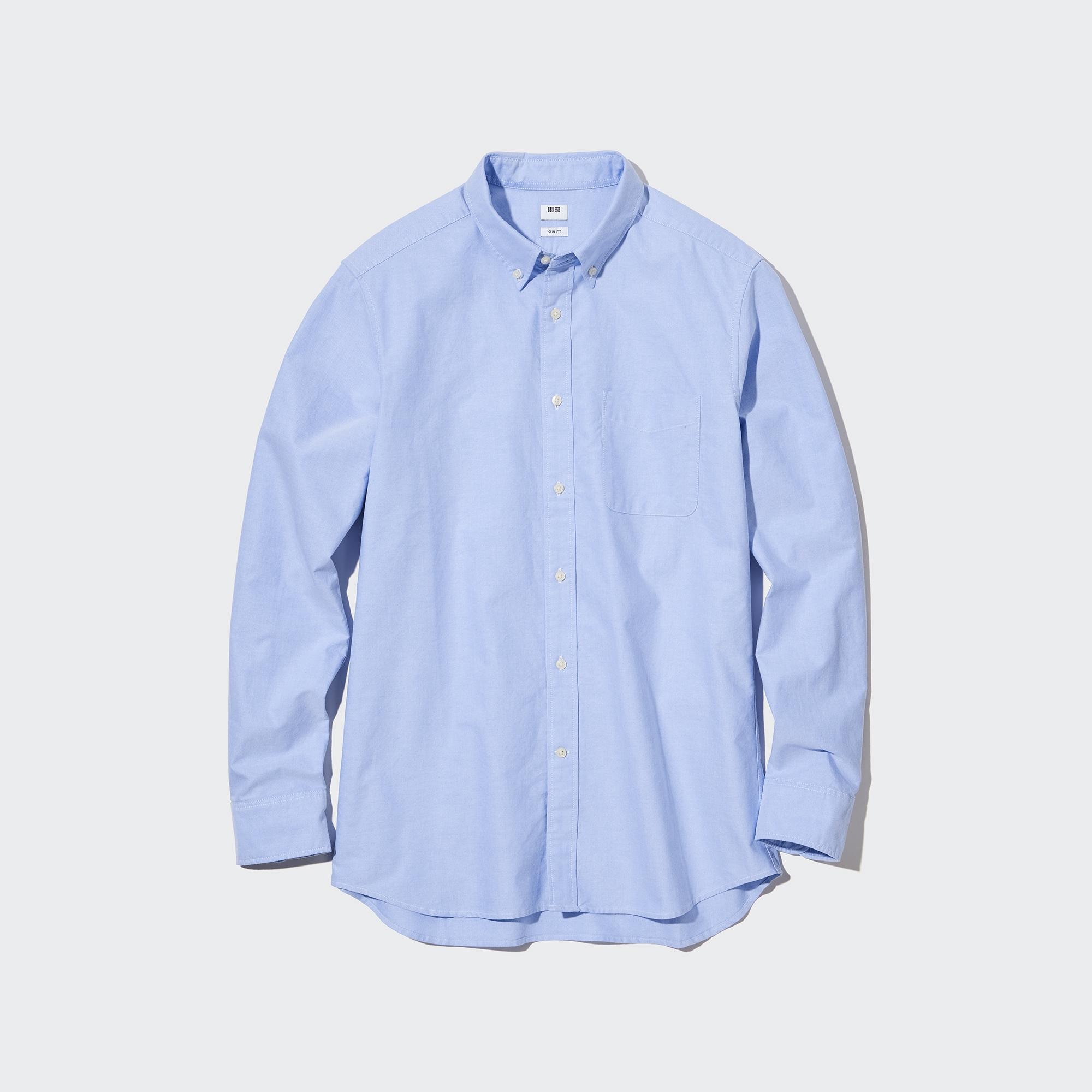 UNIQLO Slim Fit Oxford Shirt Button Down Collar Blå | 92OBIEKLT