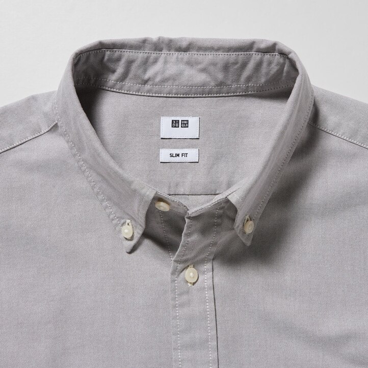 UNIQLO Slim Fit Oxford Shirt Gray | 29HXRUBEL