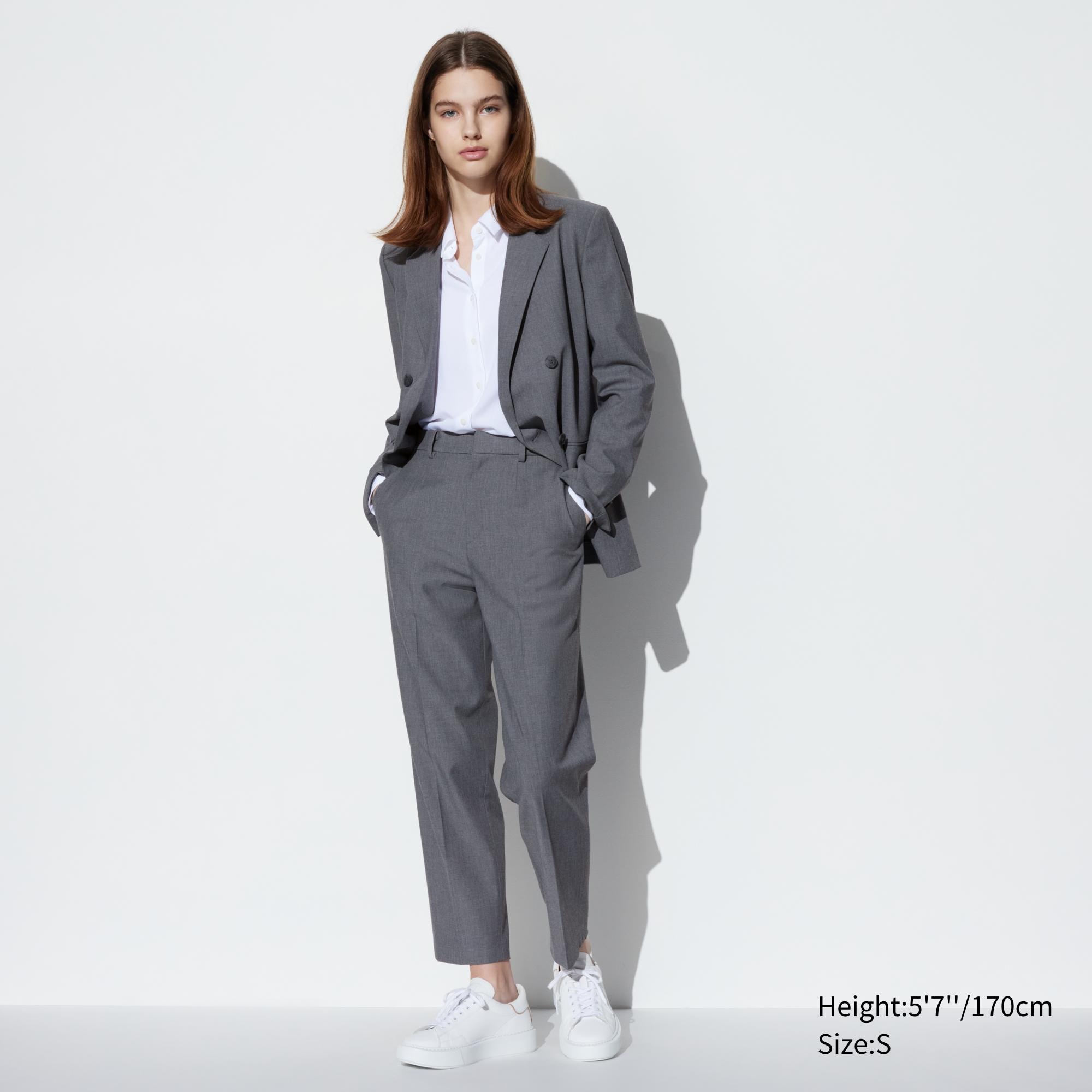 UNIQLO Smart Ankle Length Trousers Gray | 17PORBIMQ