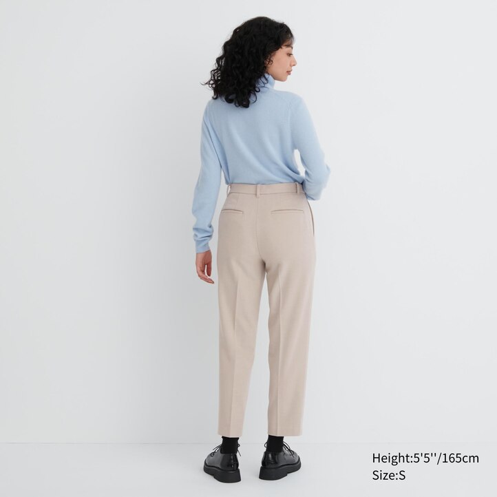 UNIQLO Smart Brushed Herringbone Ankle Length Trousers Mørke | 07VYHQMBR