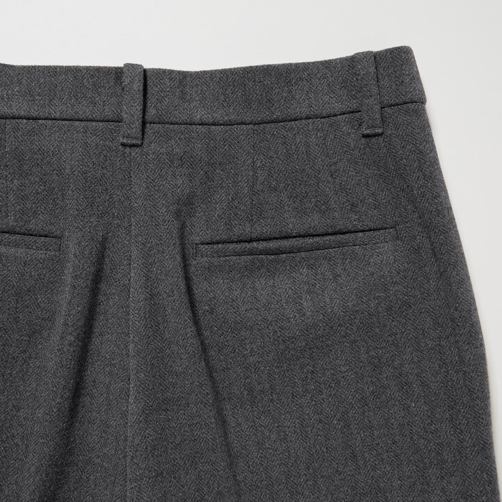 UNIQLO Smart Brushed Herringbone Ankle Length Trousers Mørke | 07VYHQMBR