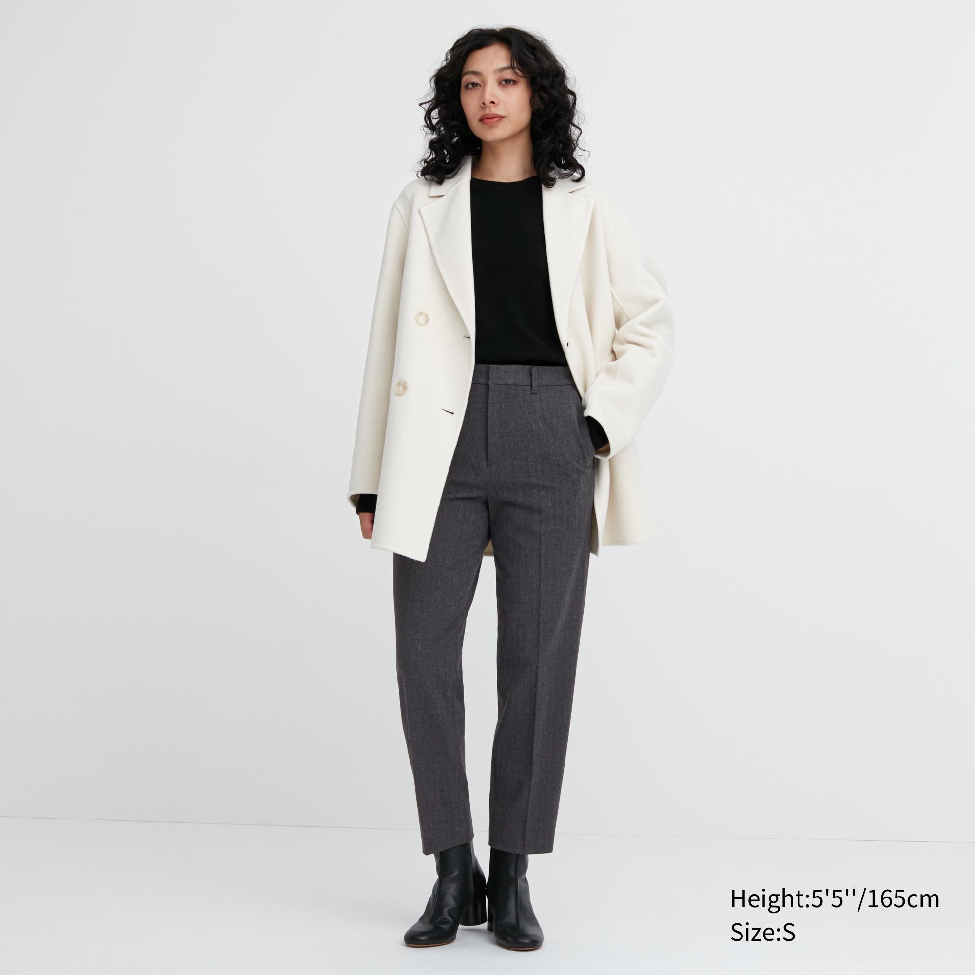 UNIQLO Smart Brushed Herringbone Ankle Length Trousers Mørke | 07VYHQMBR