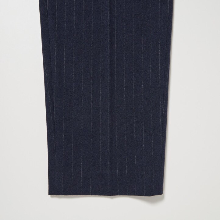 UNIQLO Smart Brushed Striped Ankle Length Trousers Marineblå | 67MEVJPCH