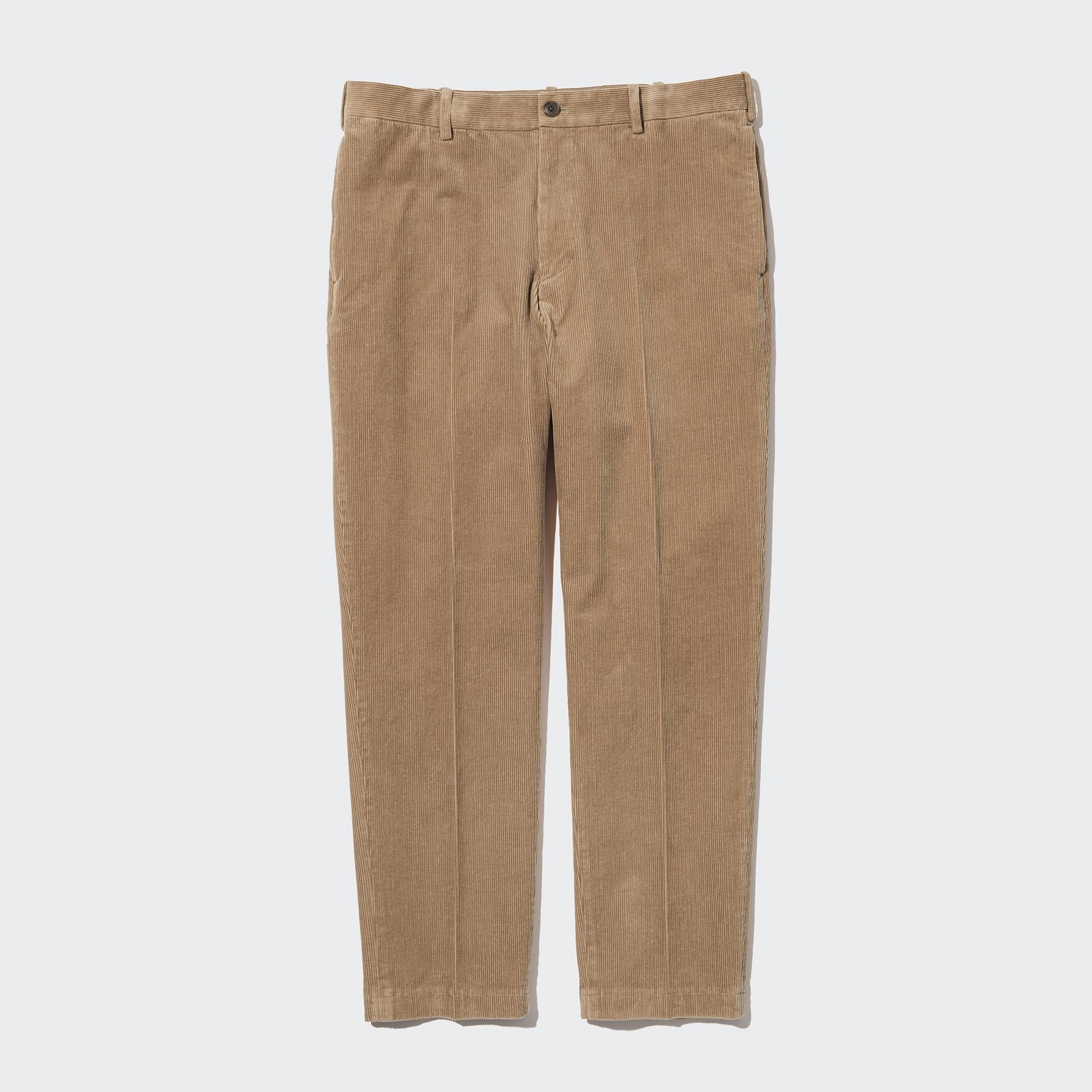 UNIQLO Smart Corduroy Ankle Length Trousers Beige | 01NUYJKQH