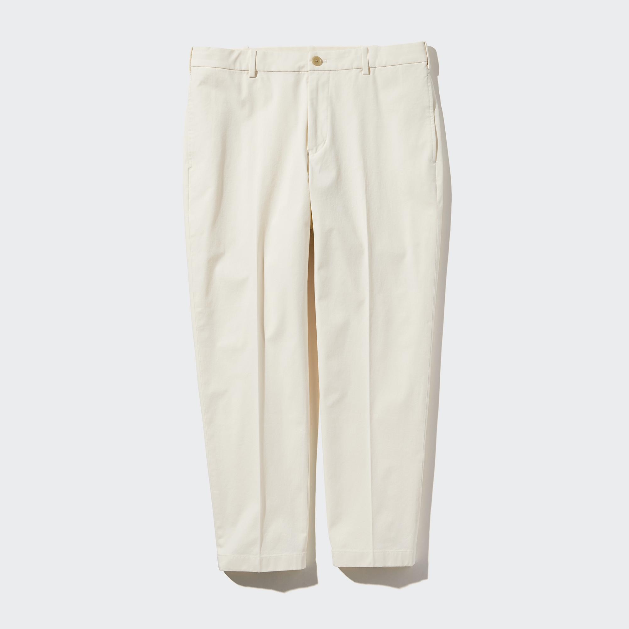 UNIQLO Smart Cotton Ankle Length Trousers Long Hvite | 96TJOLEAI