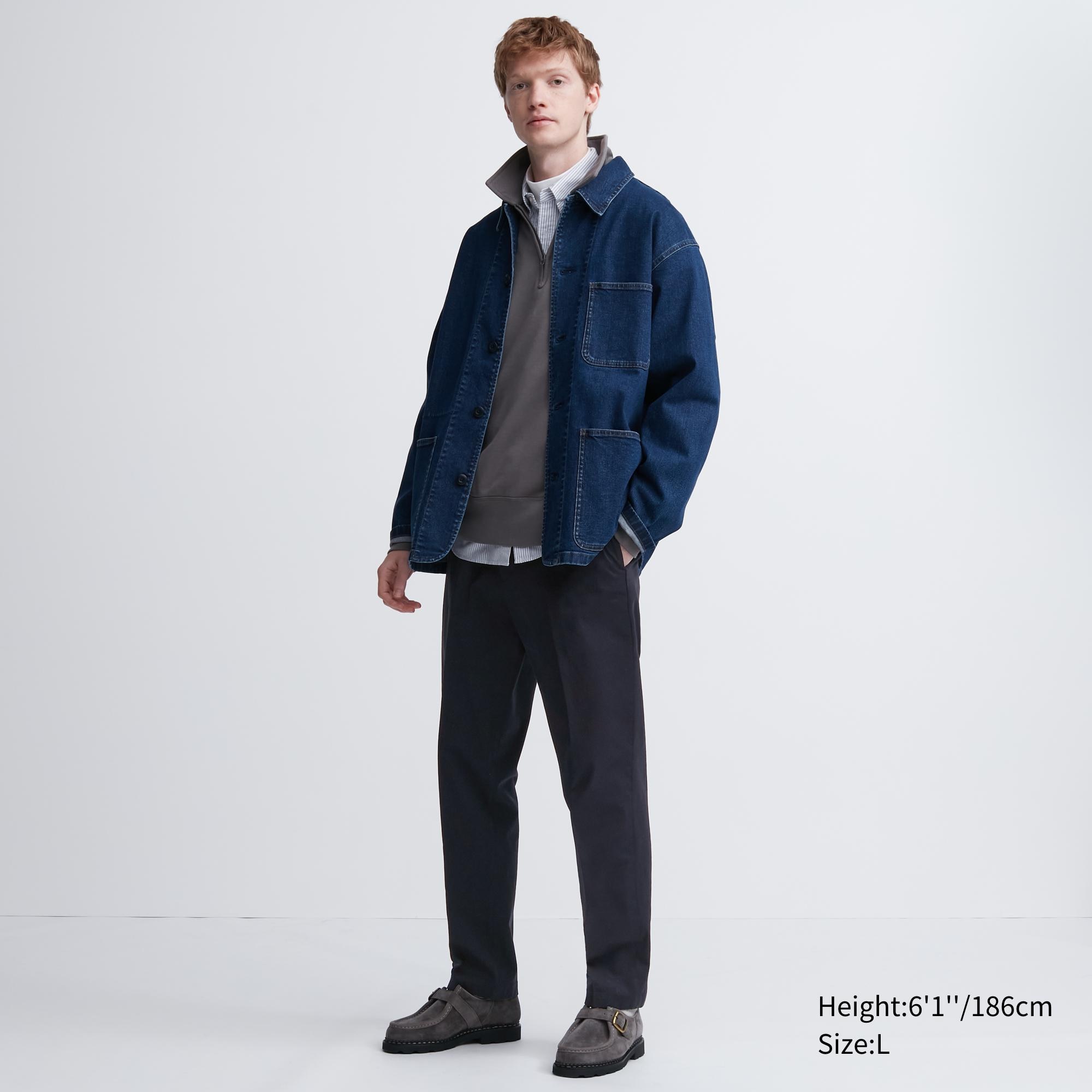 UNIQLO Smart Cotton Ankle Length Trousers Long Marineblå | 14BVMOXPL