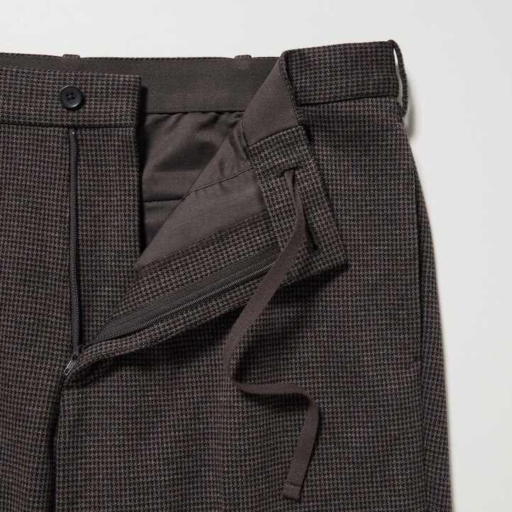 UNIQLO Smart Houndstooth Ankle Length Trousers Mørke Brune | 42GRHEASC