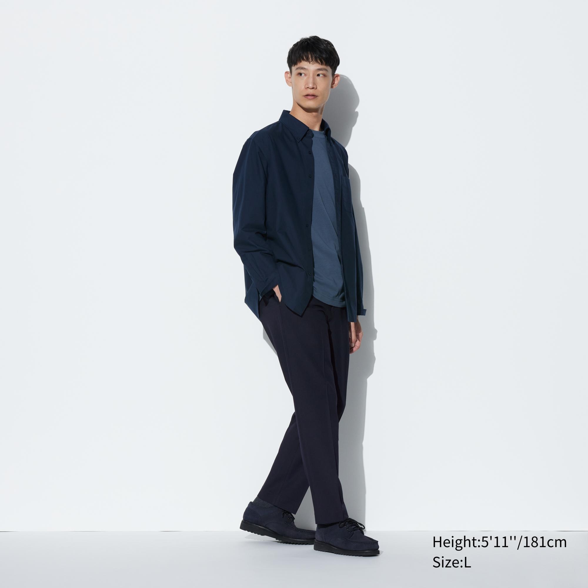 UNIQLO Smart Wool Like Ankle Length Trousers Marineblå | 95LEIXZRT